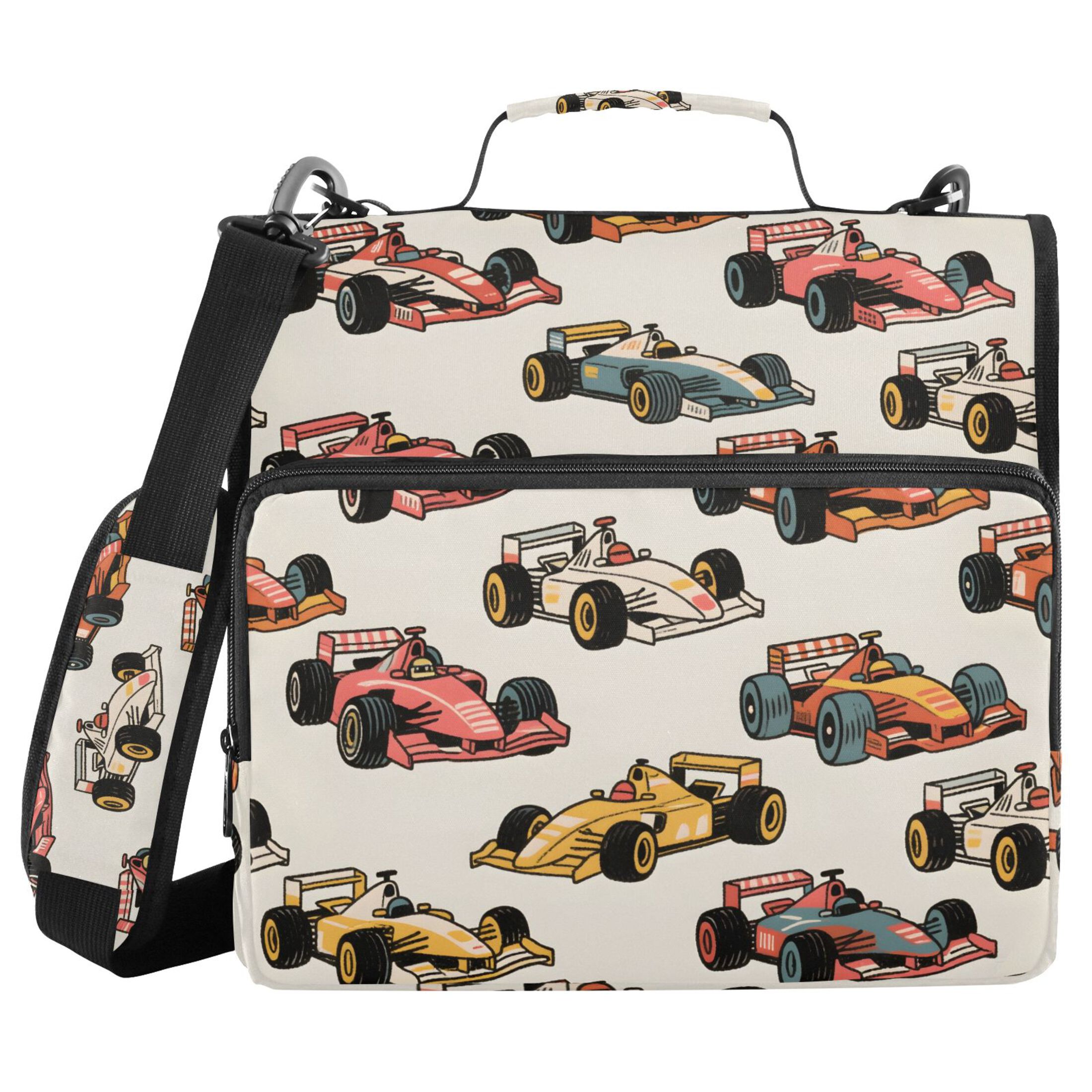 ALAZA Zipper Binder Racing Cars 3 Ring Trapper Keeper File Folder Organizer Bag