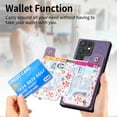 thumbnail image 3 of ELEHOLD Back Wallet Case for Samsung Galaxy S20 Ultra Case with Flower Floral Pattern RFID Blocking Card Holders Zipper Storage Stand Function Magnetic Shockproof Purse Cover,purple, 3 of 8