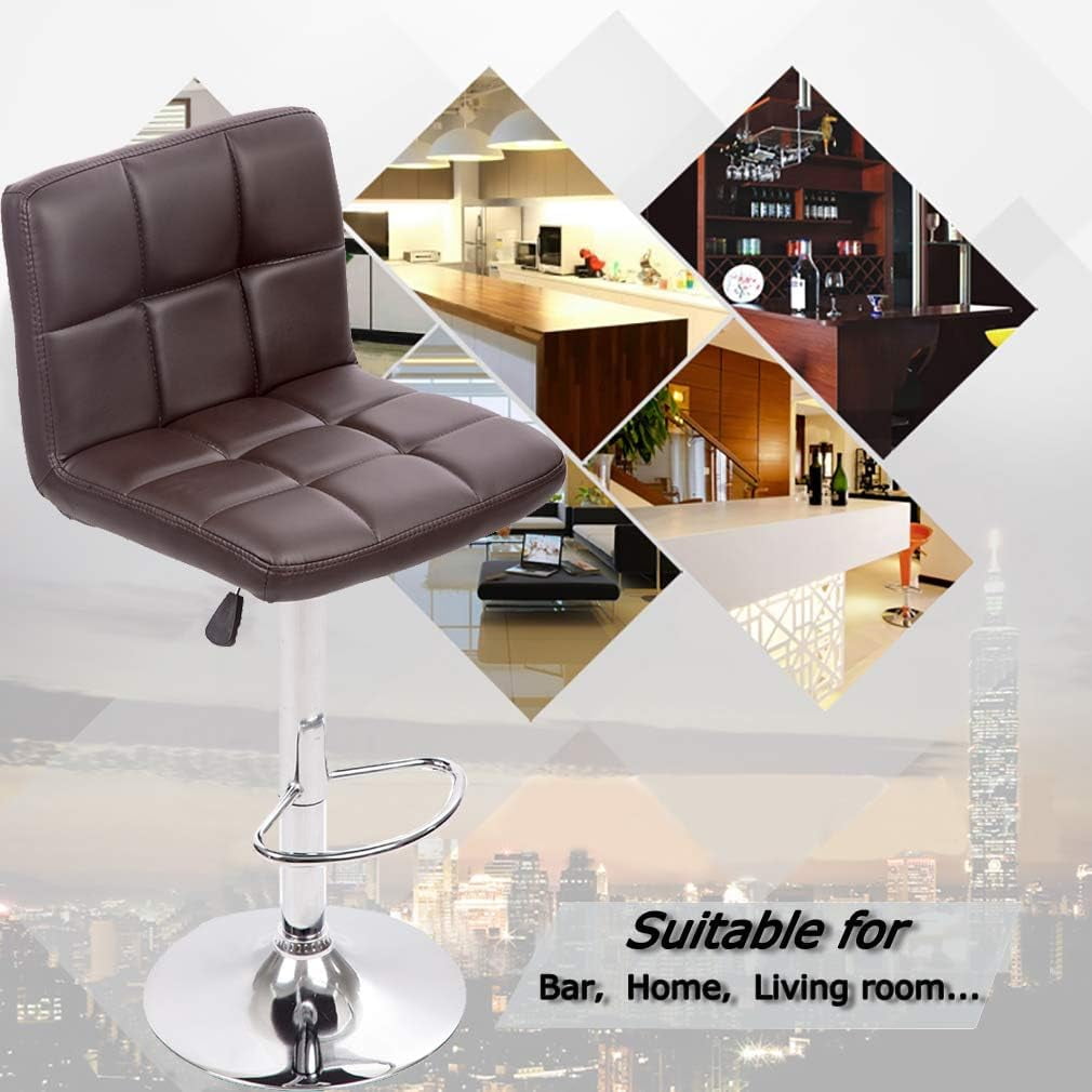 YRLLENSDAN Adjustable Bar Stools Set of 2, Kitchen Bar Stools Swivel Bar Stools with Back Bar Stools for Kitchen Counter, Brown