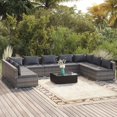thumbnail image 6 of vidaXL 10 Piece Patio Lounge Set with Cushions Poly Rattan Gray, 6 of 11