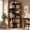 Brown-5 Tier, variant on 3 Tier Solid Wood Corner Bookshelf, 41" H L-Shaped Freestanding Rubberwood Bookcase with Side Frame Design, No MDF No Engineered Wood, Space-Saving Corner Shelf for Living Room Bedroom Home Office