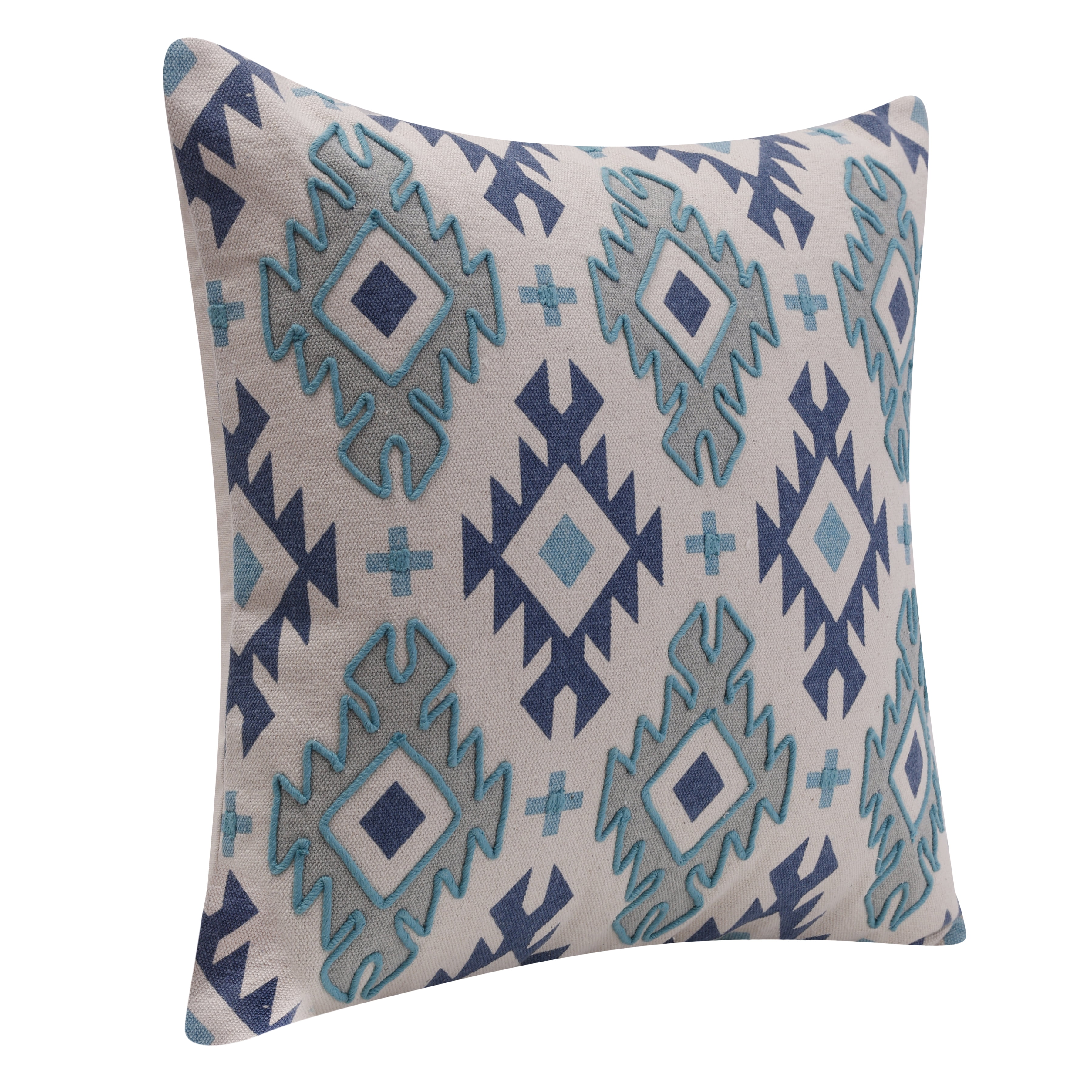 Harlow Hill Navy/Light Gray Geometric 20" x 20" Cotton Adult Decorative Feather Filled Pillow