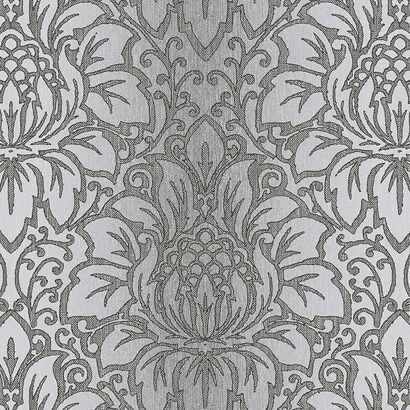 Manhattan Comfort Evanston 32.7 Ft. x 20.5 In. Vinyl Dark Grey Modern Damask Wallpaper Covering