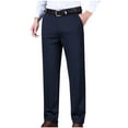 thumbnail image 2 of lcziwo Men's Work Pants Zipper Fly Straight Leg Dress Slacks Solid Color Lightweight Comfortable Trousers with Pockets Navy XL, 2 of 9