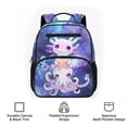 thumbnail image 6 of HUIACONG Galaxy Axolotl Octopus Print Kids School Backpack 13.5 Inch Lightweight Water Resistant Bookbag with Multi Pockets Breathable Adjustable Padded Straps for Girls Boys Ages 3-10 Travel, 6 of 7
