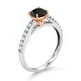 thumbnail image 3 of Gem Stone King 0.71 Ct Black Onyx G/H Lab Grown Diamond 10K White Gold Engagement Ring with Rose Gold Prongs (Size 8), 3 of 4