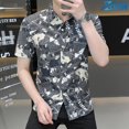 thumbnail image 3 of Camisetas y blusas estampadas de manga corta para hombre con estampado floral gráfico estilo coreano ropa de diseñador de lujo, 3 of 5