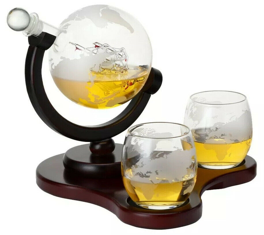 Glass World Novelty Globe Decanter Vodka Whisky 700ml Wine Spirit Fathers Day 