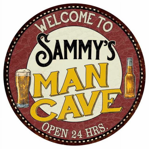 Sammy's Man Cave 14" Round Metal Sign Kitchen Bar Wall Decor 100140035225