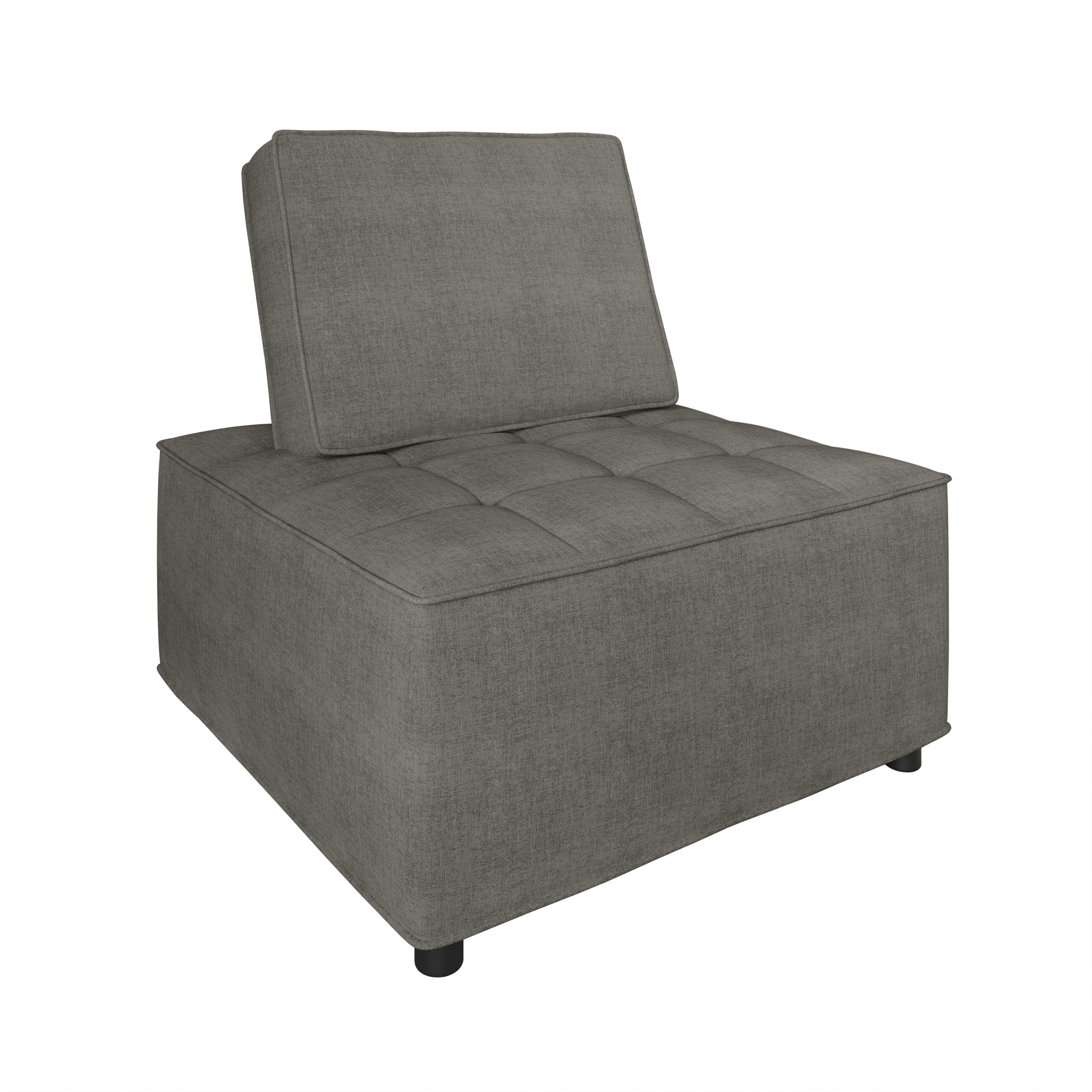 Home Design Lancy Linen Tufted Square Accent Chair for Living Room, Bedroom, and Office, Gray