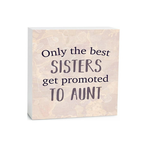 Best Sister Aunt Lavender Heart 5 x 5 Wood Tabletop Sign Plaque