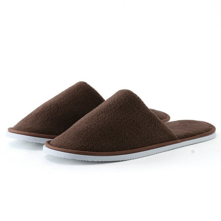 

Daznico Slippers for Women Men and Women Disposable Slippers Hotel Home Stay Coral Velvet Antiskid Sole Disposable Cotton Slippers Womens Slippers House Slippers for Woman(Color:Coffee Size:9.5)