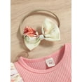 thumbnail image 5 of Bagilaanoe Newborn Baby Girl Rompers Dress Floral Print Long Sleeve Bodysuit + Headband 3M 6M 9M 12M 18M Infant Patchwork Ruffles One Piece Jumpsuit, 5 of 9