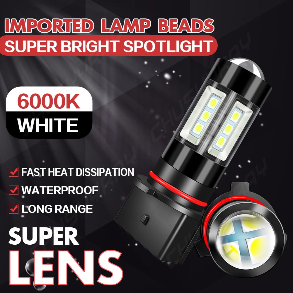 Led Fog Light Bulbs Compatible for Toyota Highlander 2011-2013 6000K White PSX26W