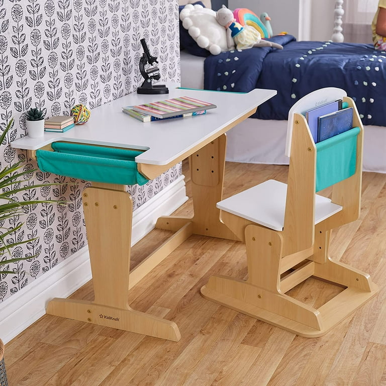 KidKraft Adjustable Wooden Desk and Chair, Children's Study Play