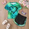 thumbnail image 2 of Toddler Baby Girl Short Sleeve Shirt & Casual Shorts Set Summer Outfits Clothes,Breathable 6-12 Months 12-24 Months 2t 3t 4t 5t 6t 7t 8t 9t Children 3-4 Years, 2 of 5