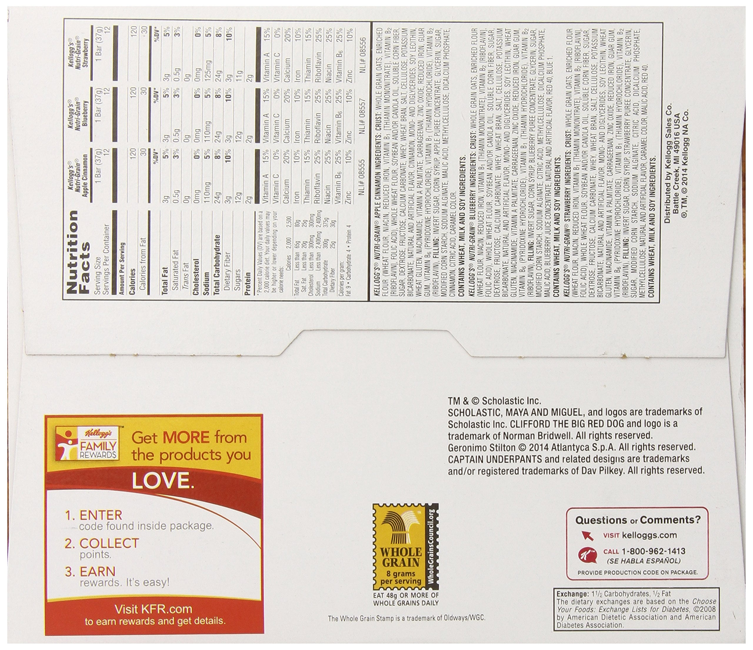 Nutri-Grain-Kelloggs Cereal Bars Variety Pack, 1.3 Oz, 1 Pack (36Count Each) Dsgkwl