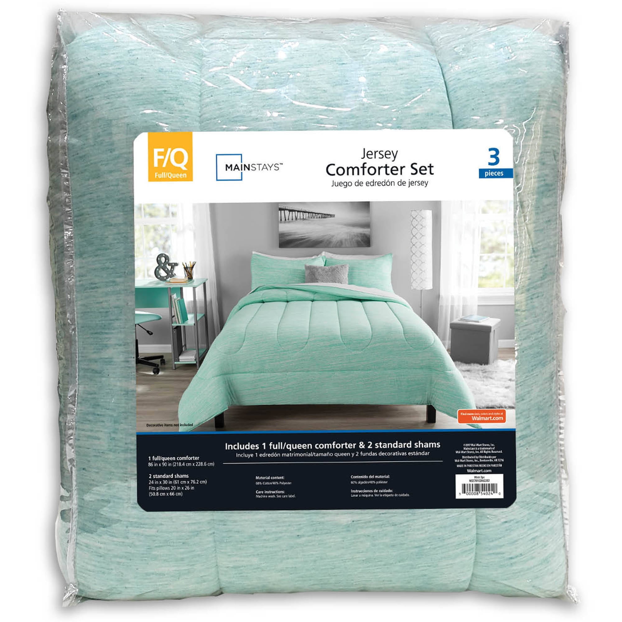 Mainstays Full Or Queen Jersey Comforter Set 3 Piece Com