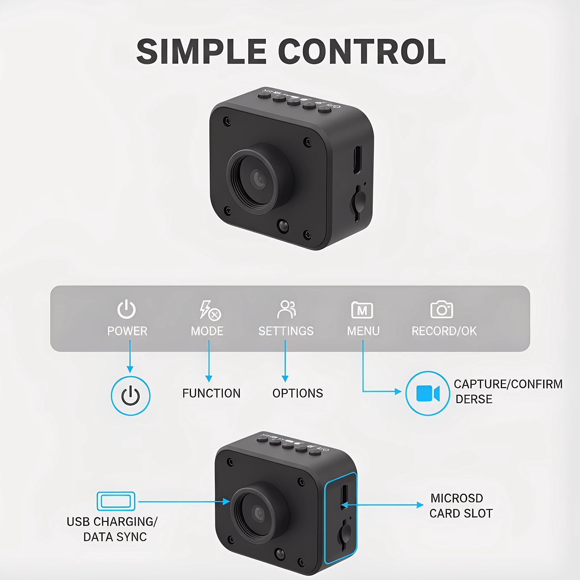 Mini Camcorder 1080P HD Video, Portable Travel Camera with Time-Lapse, 20 Effects, Long Battery for Vlogging