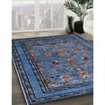 thumbnail image 3 of Ahgly Company Machine Washable Indoor Rectangle Industrial Modern Silk Blue Area Rugs, 7' x 9', 3 of 7
