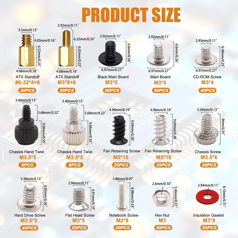 PRIME - 502Pcs Computer Screw Assortment Kit Motherboard Standoffs Screws Laptop Scre...