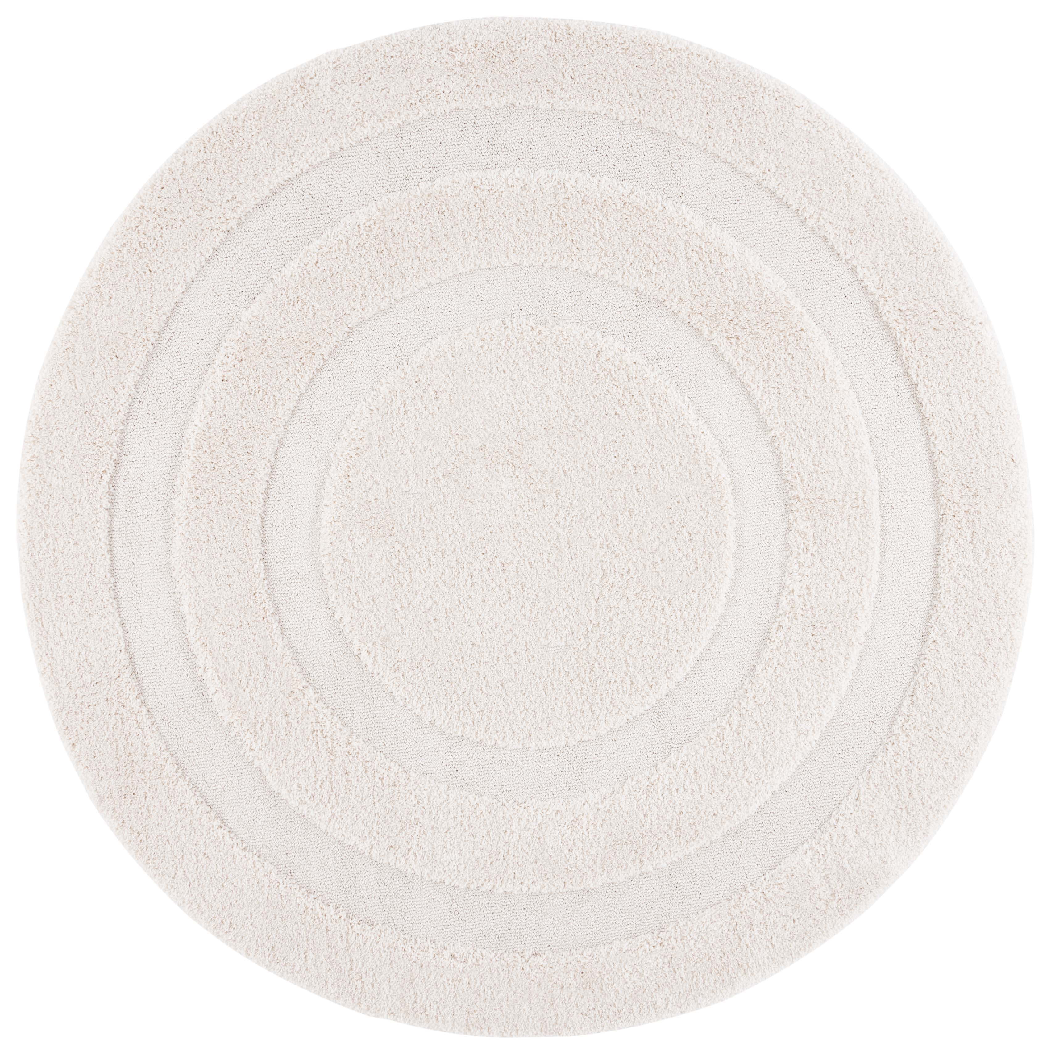 Safavieh Florida Mason Bordered Shag Area Rug, Creme, 9' x 9' Round