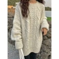 thumbnail image 6 of EMMIOL Women's Chunky Cable Knit Oversized Sweater Long Sleeve Crewneck Pullover for Casual Fall Outfits, 6 of 6
