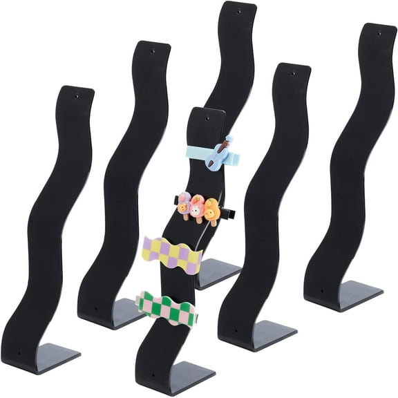 6pcs L shape Hair Clip Display Waved Acrylic Hairpin Barrette Stand Holders Black Jewelry Storage Rack T-Bar Display Organizer DIY