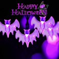thumbnail image 4 of Guirnaldas de luces solares para Halloween, 20 pies, 40 LED, luces LED de murciélago moradas, resistentes al agua, para decoración de fiestas interiores y exteriores de Halloween, patio, césped,, 4 of 5