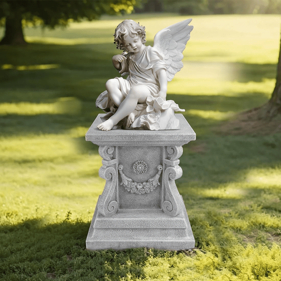 Square Garden Pedestal Sculpture Plinth Base Riser Pedestal Statuary Stand Outdoor Decor, Indoor Outdoor Sculptural Garden Plinth Base Statue Riser Home Decoration