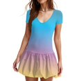 thumbnail image 2 of Women's Gradient Short Sleeve Mini Skater Dress Casual Fit and Flare Party Graduation Dress, 2 of 5