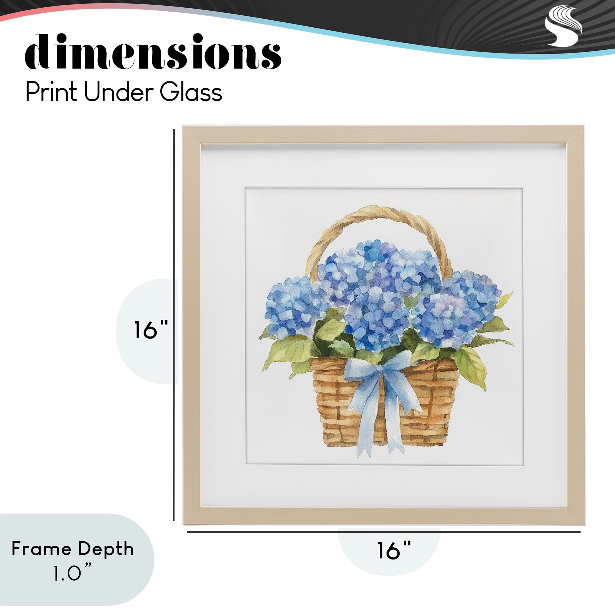 Stupell Industries Pretty Blue Hydrangea Picnic Basket Birch Framed Print Under Glass, design by Petal Prints Design