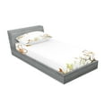 thumbnail image 2 of Ambesonne Floral Fitted Sheet & Pillow Sham Set, Leaves Branches Buds, Twin, Pale Green Pale Brown, 2 of 2