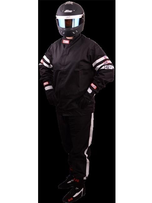 RJS Racing Equipment 02-0017-01-20 Racer 5 Classic SFI 3-2A & 1, 2-Layer 2 Pieces Fire Retardant Cotton Suit Child Size 5, Black
