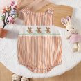 thumbnail image 2 of mgoYE Baby Girl Easter Outfit Bunny Cross Embroidery Bubble Romper Sleeveless Easter Onesie Cute Smocked Clothes(Orange,12-18 Months), 2 of 8