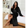 thumbnail image 4 of HEARTNICE Womens Long Hooded Robe, Soft Warm Fleece Bathrobes Full Length Plush House Coat, 4 of 6
