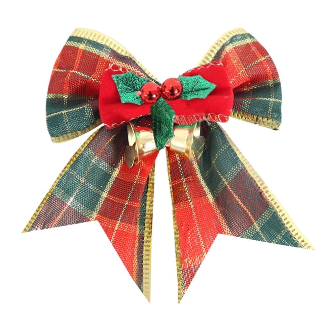 Lazo para árbol de Navidad, mini cinta a cuadros para colgar, decoración navideña para interiores y exteriores, para el hogar, fiesta, corona, colgante para árbol de Navidad.