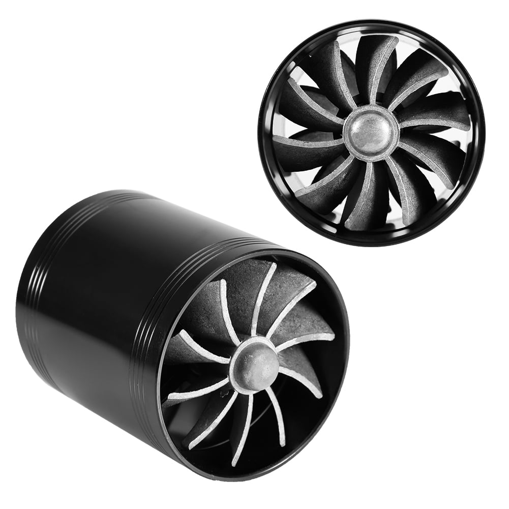 Black Yctze Air Intake Turbonator Car Air Intake Turbonator Dual Fan Turbine Super Charger Gas Fuel Saver Turbo