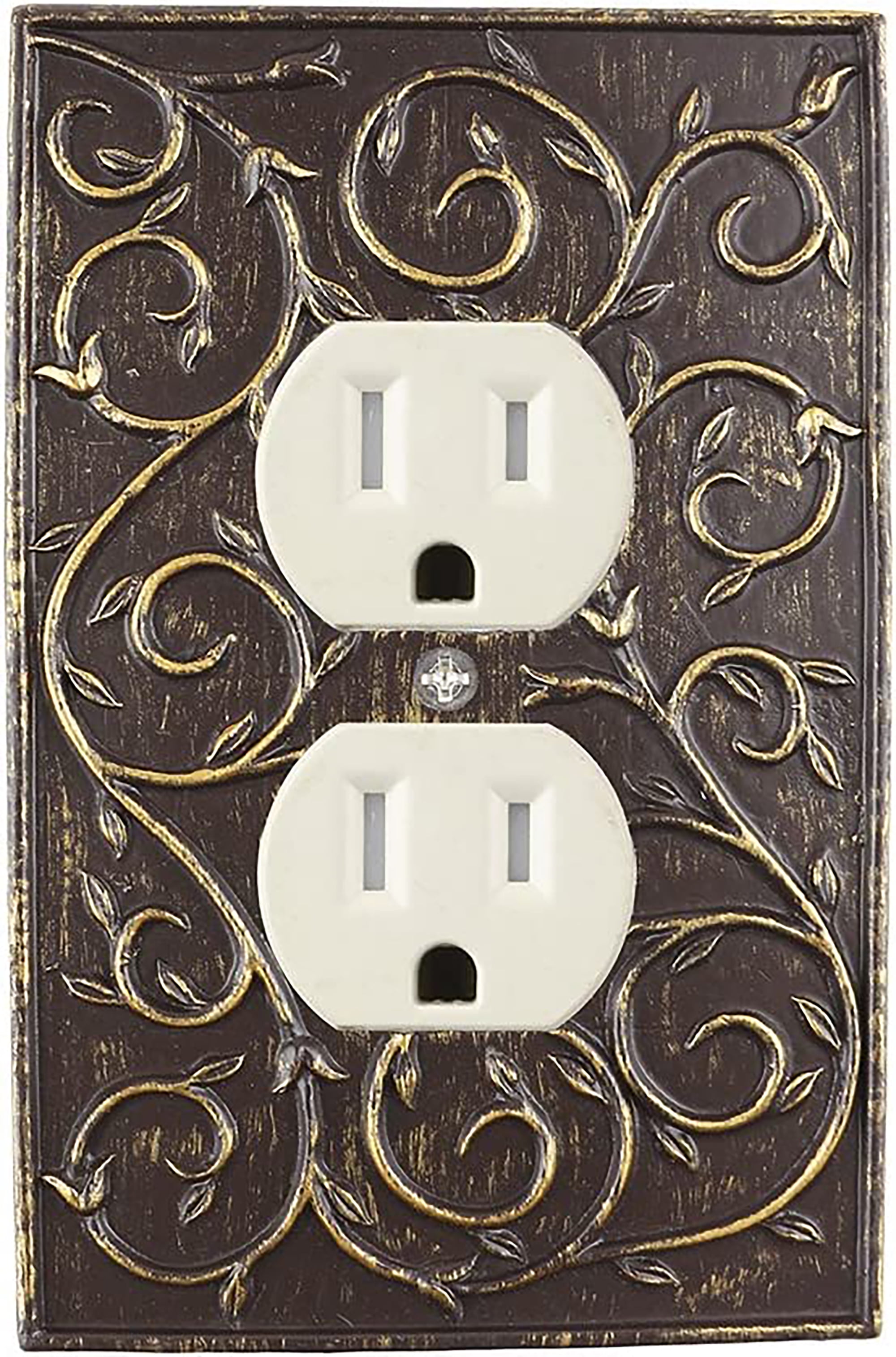Meriville French Scroll Electrical Outlet Wall Plate Cover, Hand Painted Single Duplex