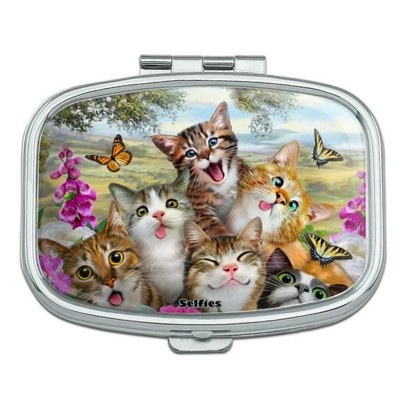 Cats and Butterflies Selfie Rectangle Pill Case Trinket Gift Box