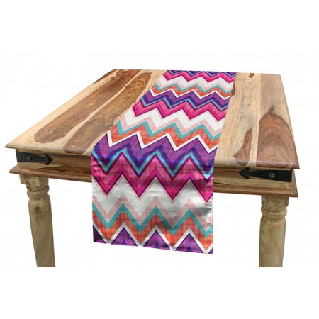 

Chevron Table Runner Chevron Motifs Different Colors with Variable Angles Parallel Lines Groovy Artwork Dining Room Kitchen Rectangular Runner 3 Sizes by Ambesonne