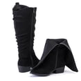 thumbnail image 2 of Love Steetly Women's Extra Wide Calf Knee High Boots, Shimmer Faux Suede, O-Ring Harness Accent, Slouchy Shaft Stacked Block Heel Side Zipper Boots., 2 of 6