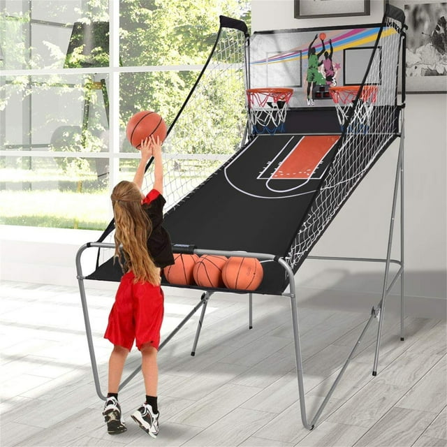 Juego de Canasta Plegable Costway Máquina de Baloncesto con Soporte y Contador Electrónico