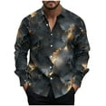 thumbnail image 2 of Handshe Men's Printed Long Sleeve Shirt, Stylish Collared Design Casual Comfort Fit Button Down Shirts for Men, Everyday Wear Outdoor Casual Outfits,Plus Size, 2 of 5