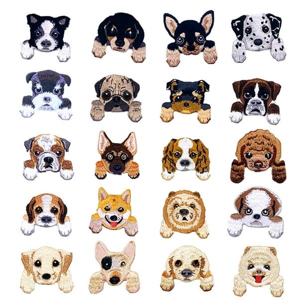 20 parches para perros para coser, decoración o reparación, apliques bordados para ropa, mochilas, vaqueros, camisetas, gorras, zapatos