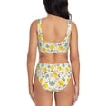 thumbnail image 3 of Kdxio Flowers and Butterflies Print Women's 2 Piece High Waisted Wrap Spaghetti Strap Summer Swimsuit Bikini Set-Small, 3 of 7