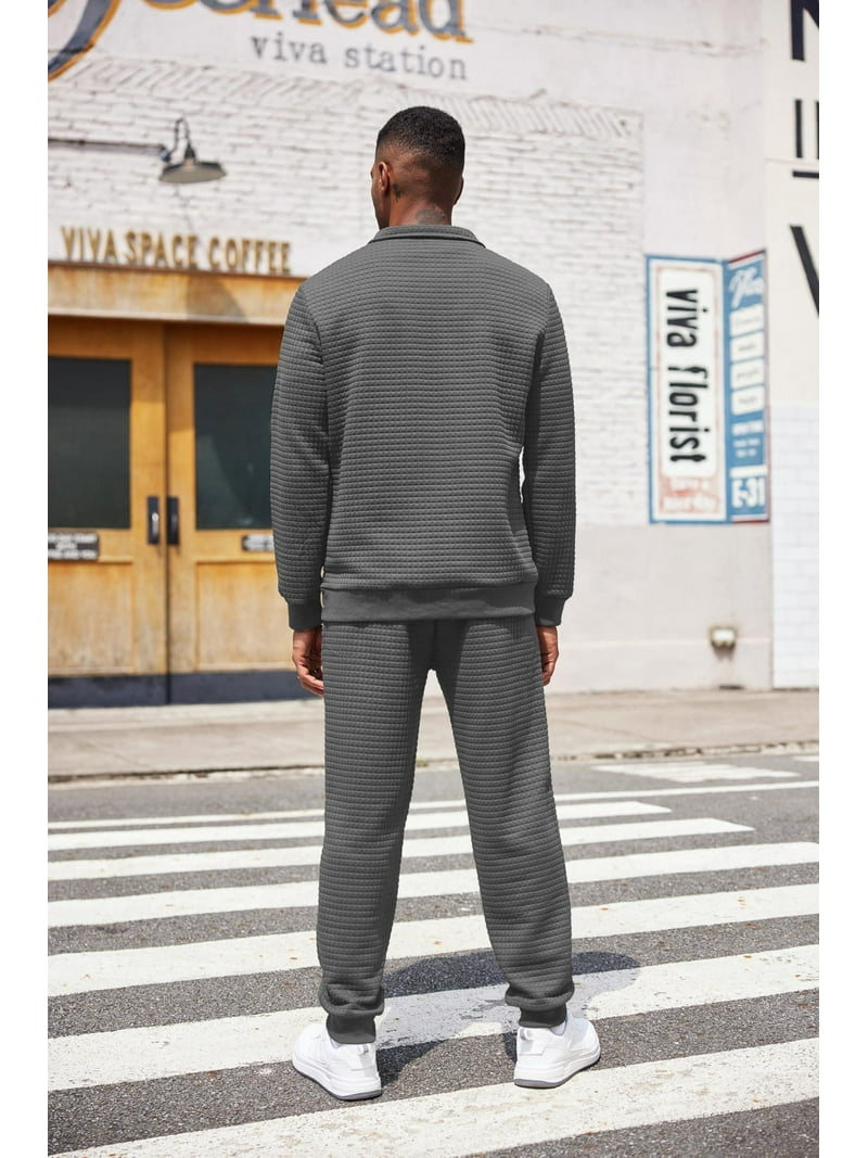 COOFANDY Men's Tracksuit 2 Piece Quarter Zip Sweatsuit Workout