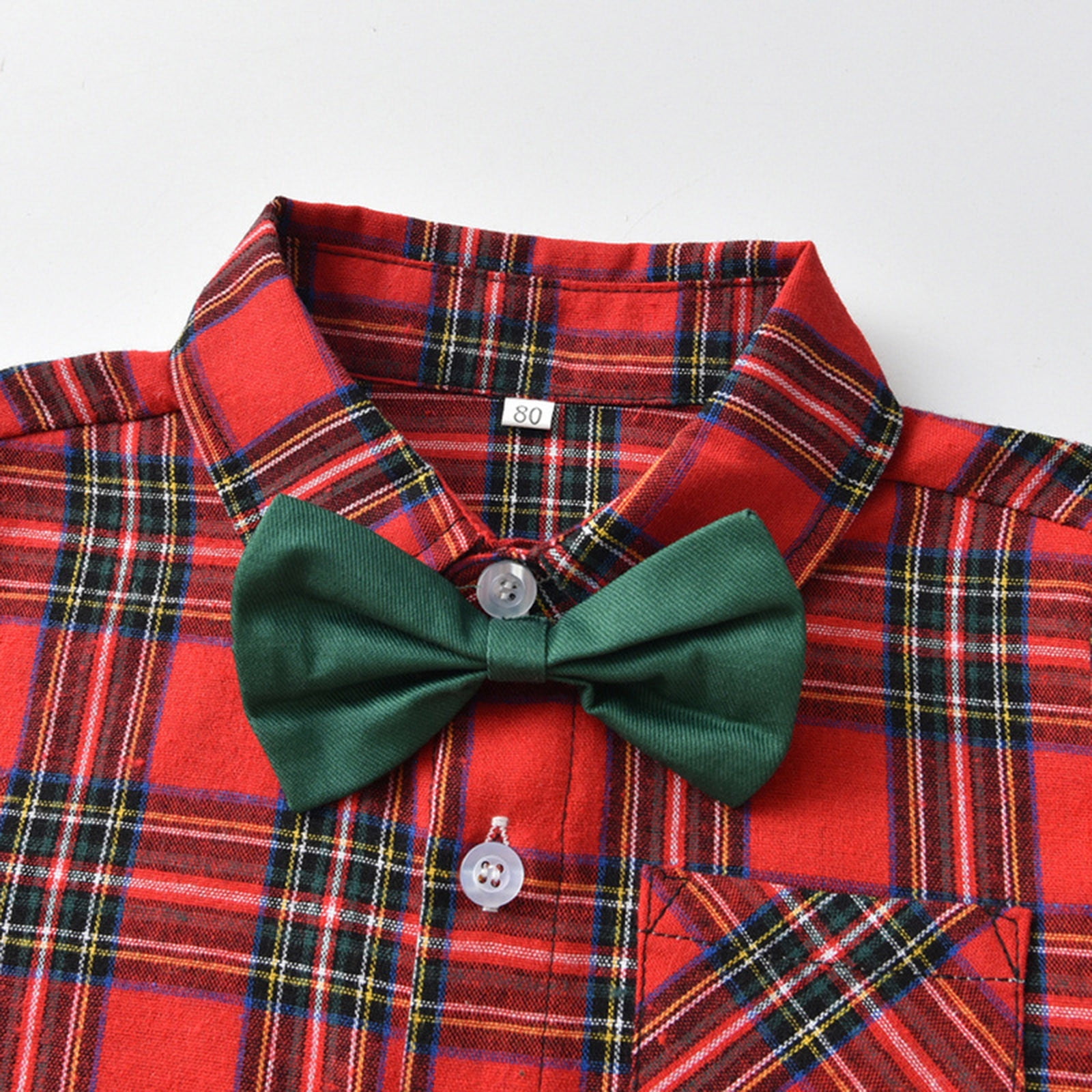 Boy Suit Button down Shirt + Suspender Pants + Bowtie 3 Pieces Gentleman Outfit Set Boy Baptism Outfit for Boys 4-5 Years