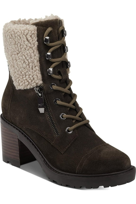 Womens Lansly Faux Fur Lug Sole Lace-Up Boot