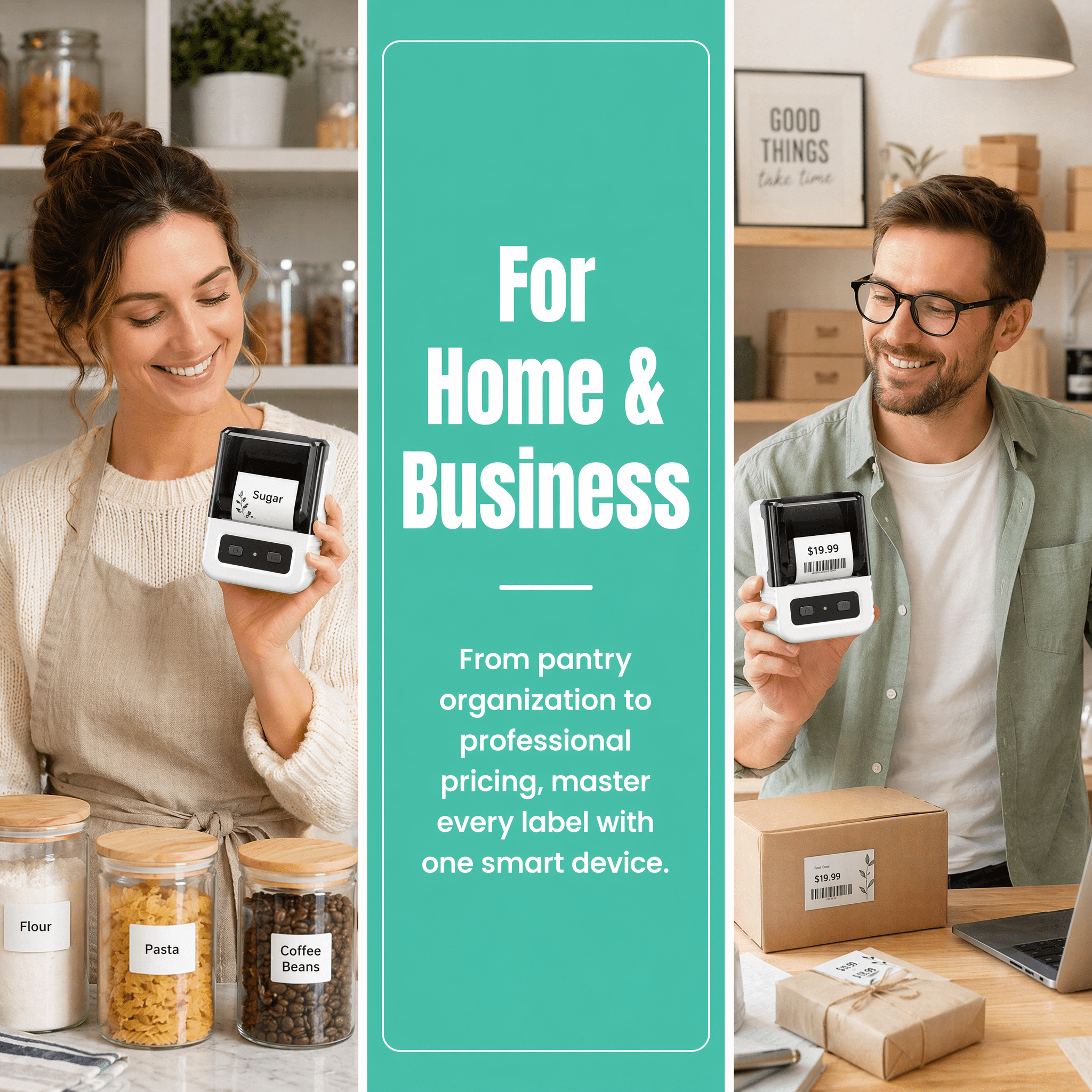 Phomemo M102 Thermal Label Maker with 100 Labels - Portable Bluetooth Address Label Printer for Small Business, Barcode & Retail, Compatible with Phones & PC (White)